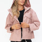 Drawstring Hem PU Leather Zip Up Jacket