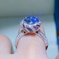 2 Carat Cobalt Blue Moissanite 925 Sterling Silver Ring