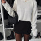 Bow Slit Back Round Neck Sweater