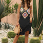 Geometric V-Neck Spaghetti Strap Cover Up Dress