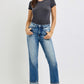 RISEN High Rise Crop Straight Roll Up Jeans