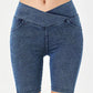 Asymmetrical Waist Denim Shorts with Pockets