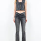 American Bazi Zip Up Washed Crop Denim Vest