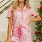 Candy Cane Collared Neck Top and Shorts Lounge Set