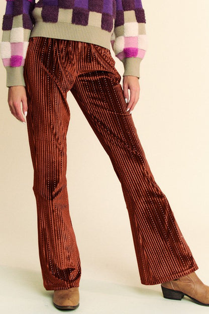 Elastic Waist Knit Flare Pants