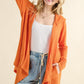 Thermal Hooded Open Front Cardigan with Pockets