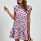 Tied Floral Cap Sleeve Mini Dress