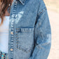 Studded Acid Wash Long Sleeve Denim Jacket