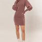 Glitter Mock Neck Long Sleeve Mini Dress