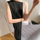Miyake Pleated Color Block Irregular Midi Dress