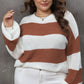 Plus Size Striped Round Neck Long Sleeve Sweater