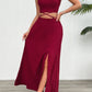 Grecian Neck Top and Slit Skirt Set