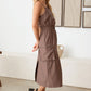 Adjustable Strap Waist Drawstring Cargo Midi Dress