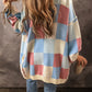 Color Block Open Front Long Sleeve Cardigan