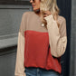 Contrast Round Neck Long Sleeve T-Shirt