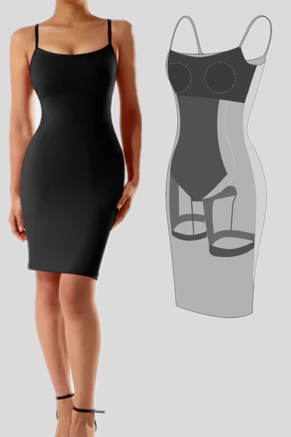 Built-In Shapewear Scoop Neck Sleeveless Dress