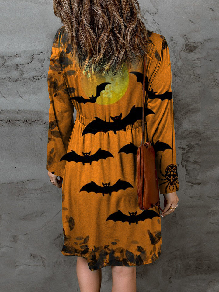 Halloween Theme Round Neck Long Sleeve Magic Dress