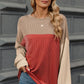 Contrast Round Neck Long Sleeve T-Shirt