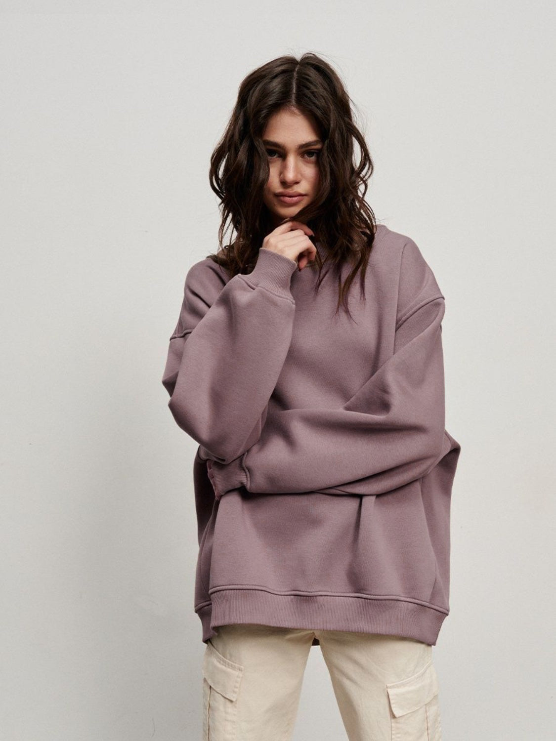 Oversize Round Neck Dropped Shoulder Sweatshirt