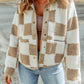 Checkered Snap Down Long Sleeve Jacket