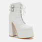 Lace-Up Block Heel Platform Mid-Calf Boots