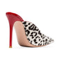 Leopard Pattern Pointed Toe Stiletto Heel Mules