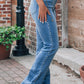 Pearl Trim High Waist Bootcut Jeans