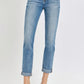 Risen High Rise Cropped Roll Up Jeans