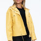 Drawstring Hem PU Leather Zip Up Jacket