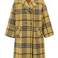 Plaid Double-Breasted Long Sleeve Longline Coat