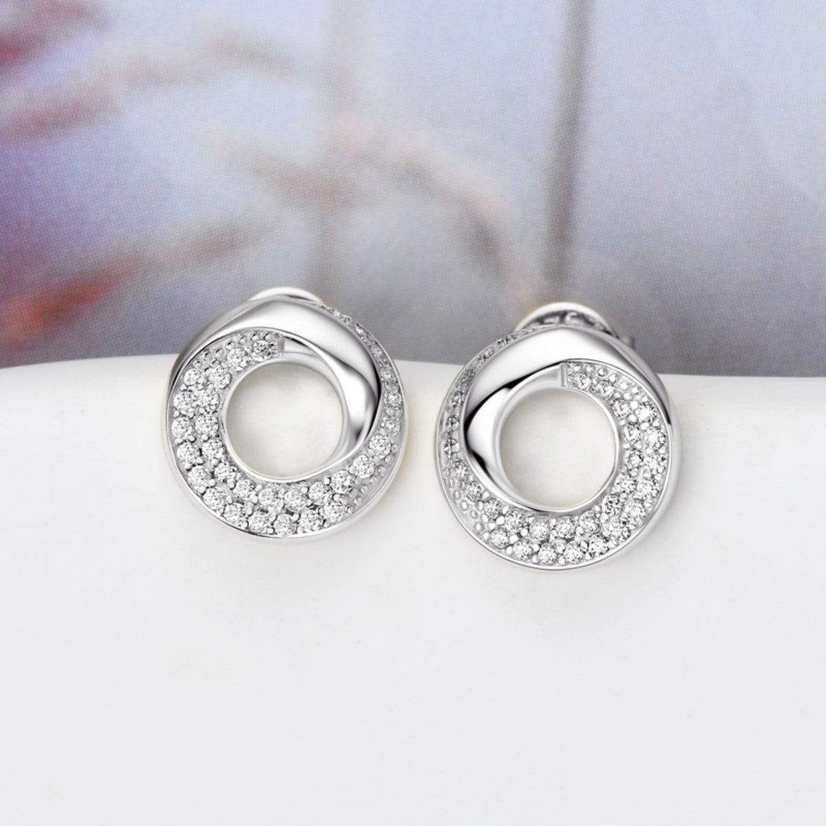 925 Sterling Silver Inlaid Moissanite Stud Earrings