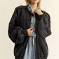 Exposed Seam Zip Up Dropped Shoulder Jacket