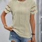 Full Size Eyelet Round Neck Short Sleeve Top