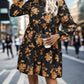 Frill Printed Long Sleeve Mini Dress