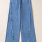 Raw Hem Wide Leg Jeans with Pockets