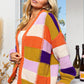 BiBi Checkered Color Block Sweater Cardigan