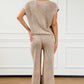 Pocketed V-Neck Top and Wide Leg Sweater Set