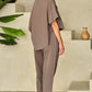 Round Neck Dropped Shoulder Top and Pants Set