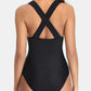 Crisscross Plunge Wide Strap One-Piece Swimwear