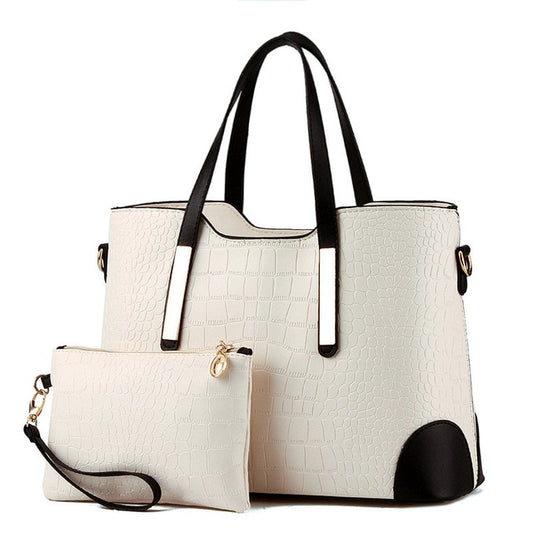 Crocodile Pattern PU Leather Handbag & Purse Set