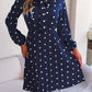 Polka Dot Tie Neck Pleated Dress