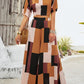 Color Block V-Neck Top and Wide Leg Pants Set