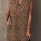 Leopard Johnny Collar Sleeveless Mini Dress