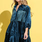 Fringe Detailed Velvet Shirt Dress