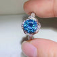 2 Carat Cobalt Blue Moissanite 925 Sterling Silver Ring