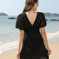 Openwork Plunge Short Sleeve Cover-Up Dress