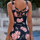 Crisscross Printed Round Neck One-Piece Swimwear