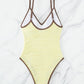 Textured V-Neck Spaghetti Strap One-Piece Swimwear