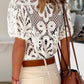 Cutout Round Neck Short Sleeve Blouse