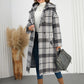 Plaid Double-Breasted Long Sleeve Longline Coat